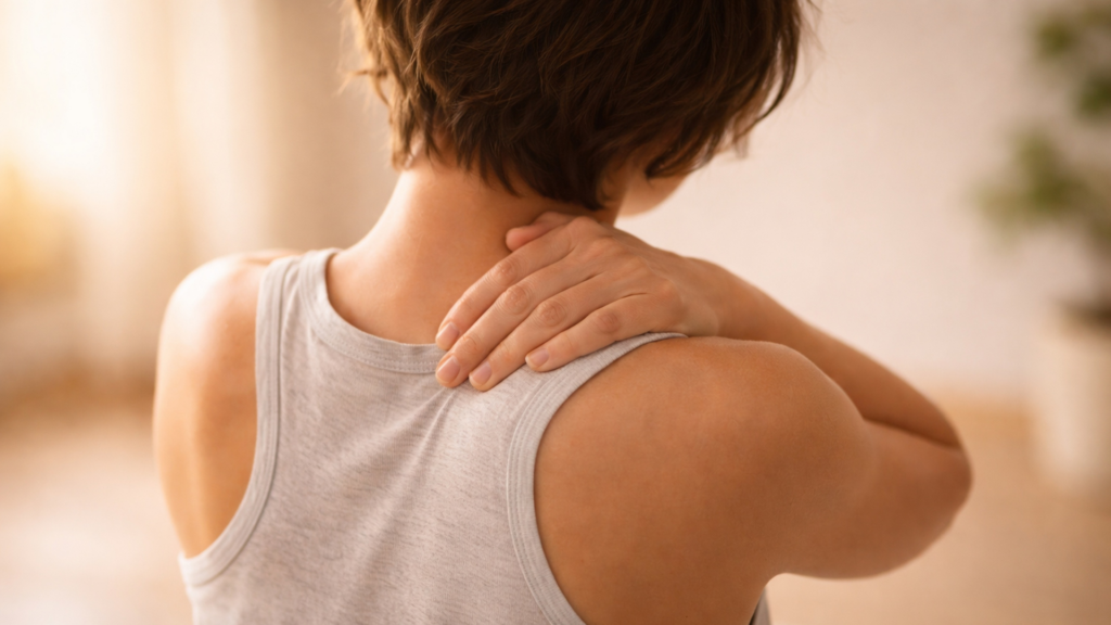 woman feeling neck pain